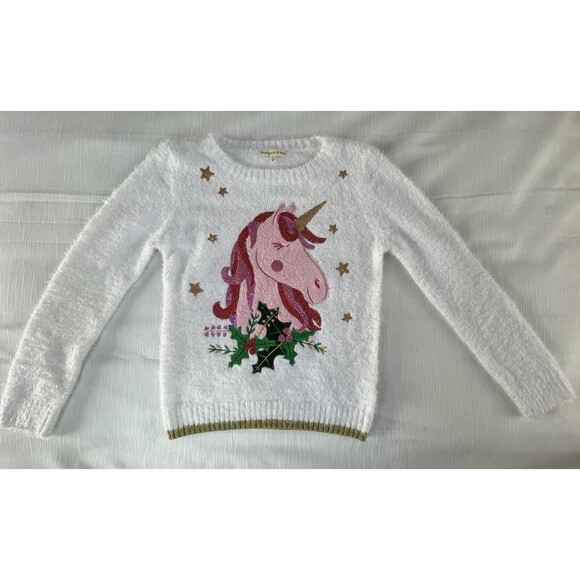 Margaux & Lexi Girls Sequin Unicorn Pullover Holiday Sweater Sz L 14 New - Picture 2 of 7